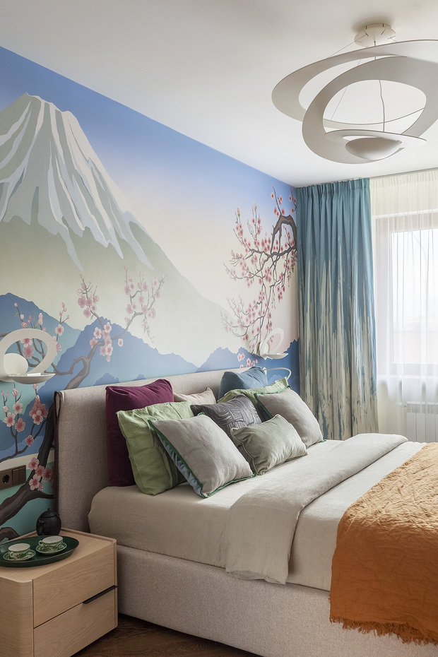 Фотография: Спальня в стиле Современный, Восточный, Квартира, Проект недели, Москва, Юлия Веселова, 3 комнаты, Более 90 метров – фото на INMYROOM