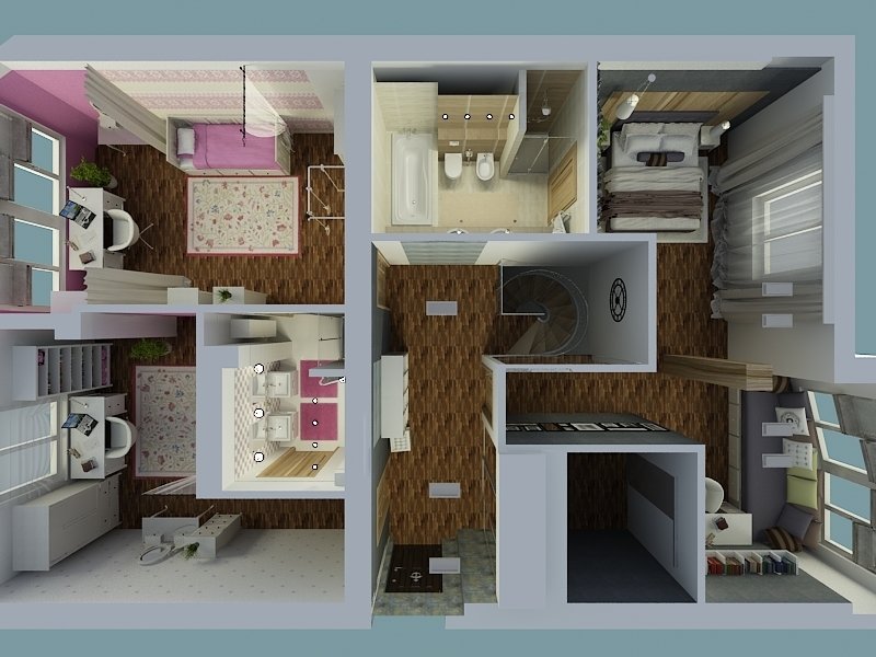 План с расстановкой мебели, 2 этаж План с расстановкой мебели, 2 этаж