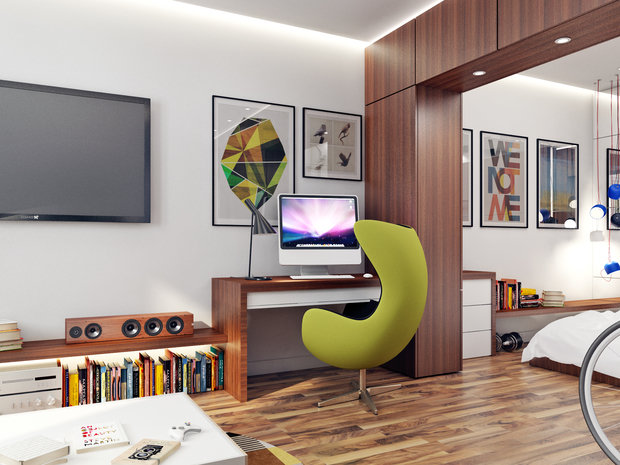 Фотография: Гостиная в стиле Лофт, Современный, Скандинавский, Квартира, Россия, Планировки, Мебель и свет, Проект недели, Подмосковье, Belinka, WoodBee, Artek, AJ Louis Poulsen, Massive NERO, Flos Aim, Антон Севастьянов – фото на INMYROOM