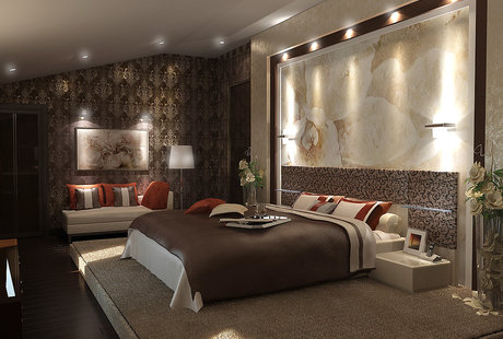 Спальня в загородном доме, современный стиль