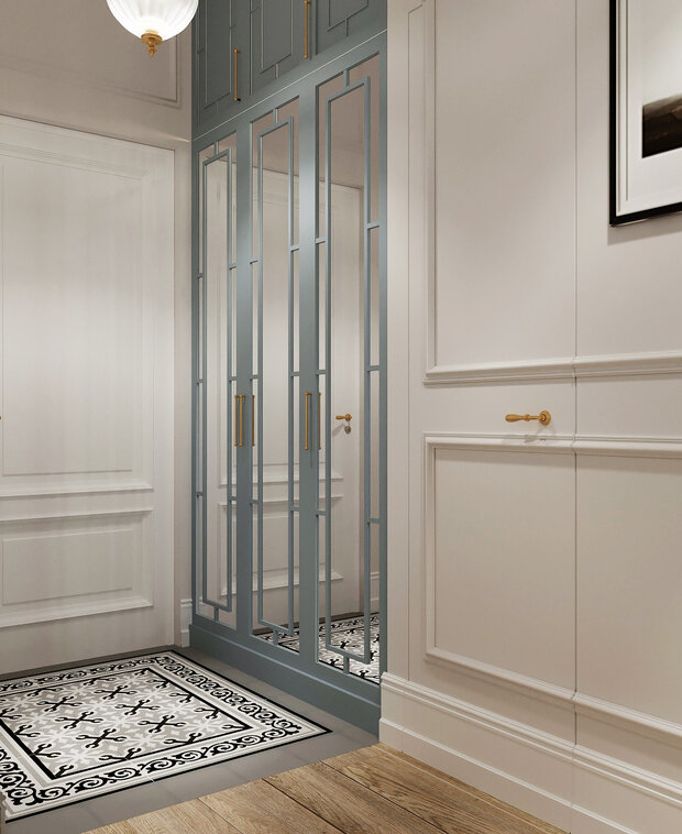 Фотография: Прихожая в стиле Классический, Современный, Эклектика, Квартира, Проект недели, Голубой, 1 комната, до 40 метров, энциклопедия_интерьер, Вера Шеверденок – фото на INMYROOM
