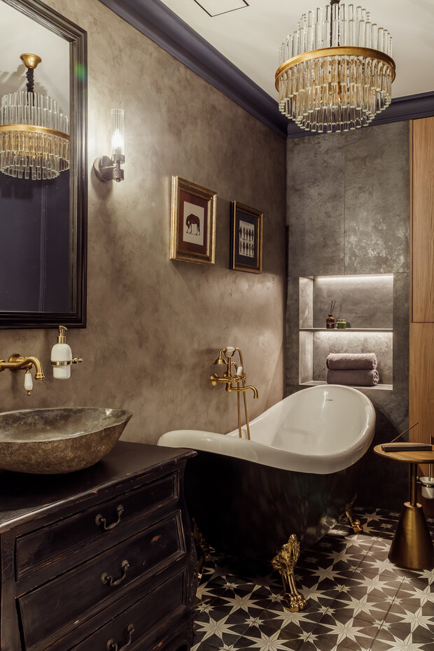 Фотография: Ванная в стиле Эклектика, Квартира, Проект дня, 3 комнаты, Более 90 метров, Тюмень, современный с элементами лофта, эклектика с элементами классики, Анна Селиванова – фото на INMYROOM