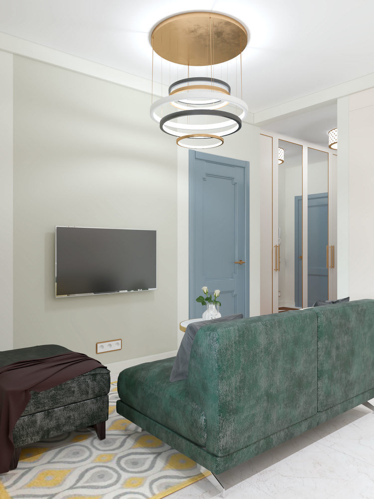 Фотография: Гостиная в стиле Современный, Минимализм, Квартира, Проект недели, Московская область, Ирина Кривцова, Одинцовский район, 2 комнаты, 40-60 метров, Монолитно-кирпичный, ЖК «Князь Голицын» – фото на INMYROOM