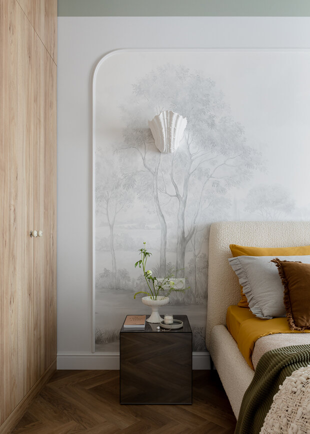 Фотография: Спальня в стиле Современный, Квартира, Проект дня, Екатеринбург, Монолитный дом, 2 комнаты, 40-60 метров, современный с элементами ретро, Анастасия Гавриленко, Анастасия Камаева – фото на INMYROOM