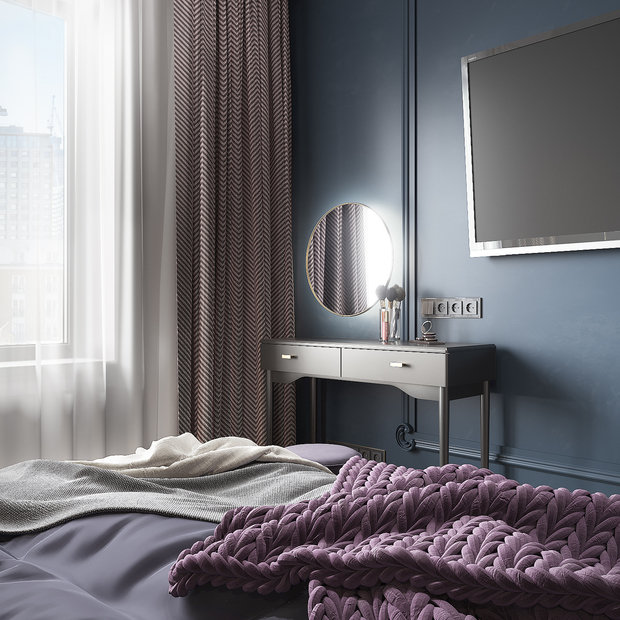 Фото из портфолио Черничная спальня – фотографии дизайна интерьеров на INMYROOM