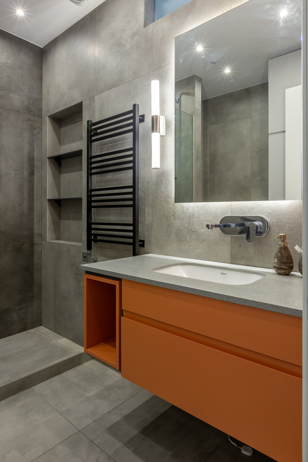 Фотография: Ванная в стиле Минимализм, Современный, Квартира, Проект недели, Москва, Buro Brainstorm, 1 комната, до 40 метров, 40-60 метров – фото на INMYROOM