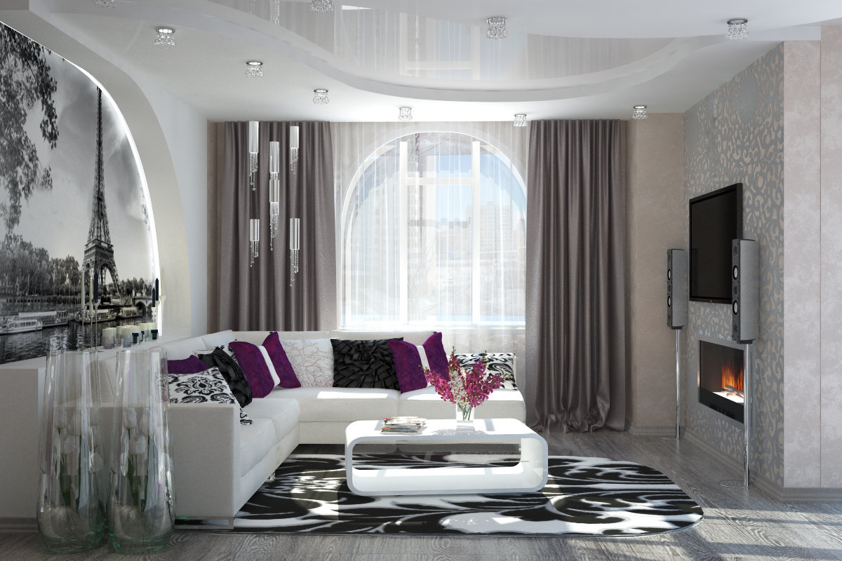 Фотография: Гостиная в стиле Хай-тек, Декор интерьера, Декор, текстиль в интерьере, декор окна, выбор штор для интерьера – фото на INMYROOM