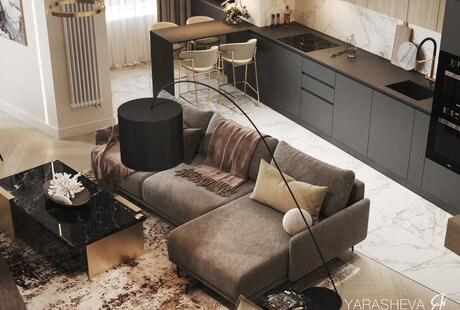 Дизайн интерьера квартиры в ЖК Кутузовград - 2 площадью 128 м кв. от Yarasheva Studio Design