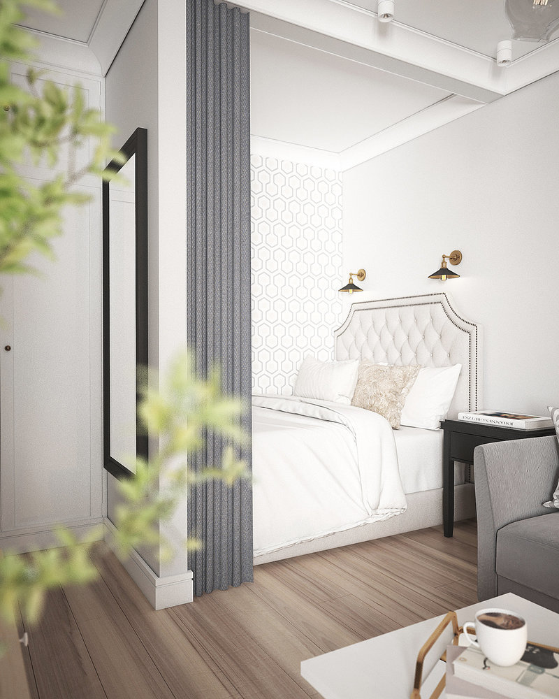 Фотография: Спальня в стиле Современный, Советы, Ремонт на практике, Марина Саркисян, как зонировать однокомнатную квартиру, зонирование однушки, приемы зонирования, однокомнатная квартира, Даниил Щепанович, Анна Щепанович, Cubiq Studio, 1 комната, Анна Багрова, Студия 20:18, Форма Дома, BoomPlanner, Kronospan, ReRooms – фото на INMYROOM Фотография: Спальня в стиле Современный, Советы, Ремонт на практике, Марина Саркисян, как зонировать однокомнатную квартиру, зонирование однушки, приемы зонирования, однокомнатная квартира, Даниил Щепанович, Анна Щепанович, Cubiq Studio, 1 комната, Анна Багрова, Студия 20:18, Форма Дома, BoomPlanner, Kronospan, ReRooms – фото на INMYROOM