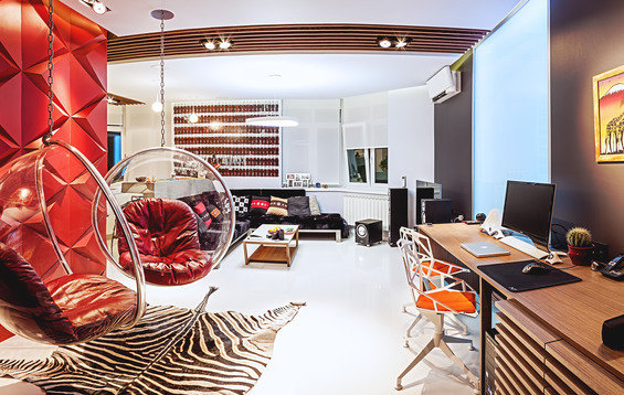 Фотография: Гостиная в стиле Современный, Хай-тек, Квартира, Дома и квартиры – фото на INMYROOM