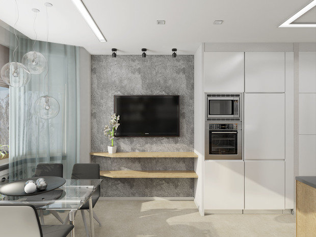 Фотография: Кухня и столовая в стиле Лофт, Современный, Квартира, Проект недели, Москва, Евгения Ермолаева, EEDS, новостройка, Монолитный дом, 2 комнаты, 60-90 метров – фото на INMYROOM