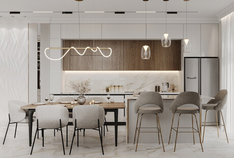 Дизайн интерьера квартиры в ЖК «Черная Речка 41» в стиле современный минимализм с элементами классики