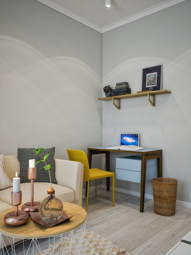 Фотография: Кабинет в стиле Скандинавский, Квартира, Проект недели, Москва, 4 и больше, 60-90 метров, «Точка дизайна» – фото на INMYROOM
