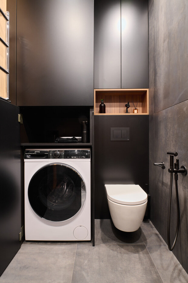 Фотография: Ванная в стиле Современный, Минимализм, Квартира, Проект дня, Москва, 2 комнаты, 60-90 метров, Алина Роговская, ЖК «Квартал» – фото на INMYROOM