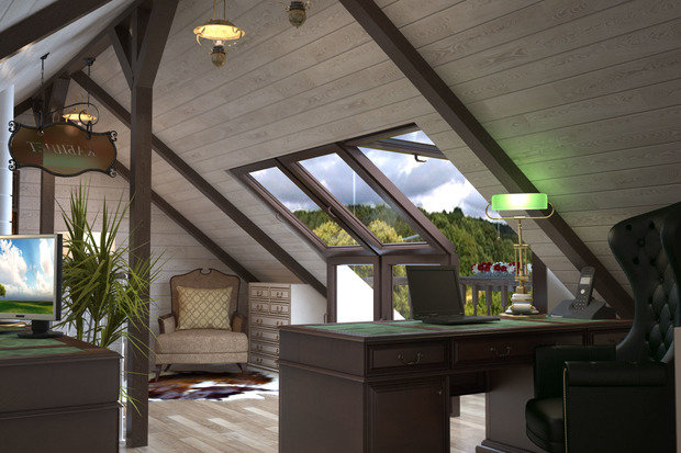 Фотография: Офис в стиле Эклектика, Дом, Мансарда – фото на INMYROOM