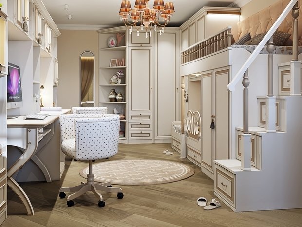 Фото из портфолио Детская для девочек с двухярусной кроватью – фотографии дизайна интерьеров на INMYROOM