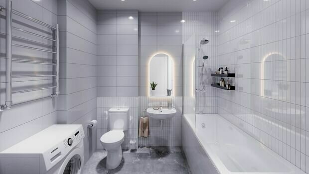 Фотография: Ванная в стиле Современный, Квартира, Проект дня, 1 комната, 40-60 метров, дизайн-проект – фото на INMYROOM