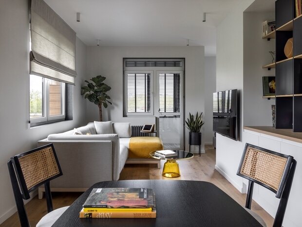 Фотография: Кухня и столовая в стиле Современный, Минимализм, Эко, Квартира, Проект недели, Москва, Монолитный дом, 2 комнаты, 40-60 метров, LINART – фото на INMYROOM