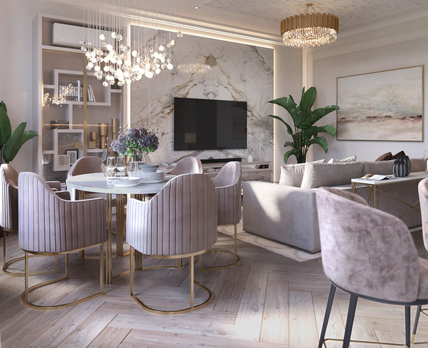 Фото из портфолио Нежная неоклассика – фотографии дизайна интерьеров на INMYROOM