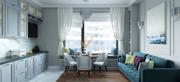 Фото из портфолио Дизайн однокомнатной квартиры 48 кв.м – фотографии дизайна интерьеров на INMYROOM