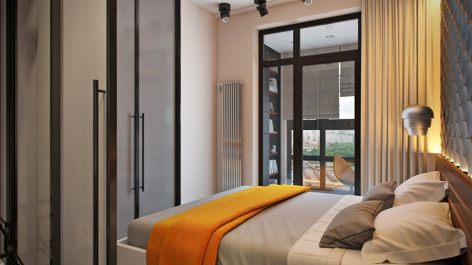 Фотография: Спальня в стиле Современный, Малогабаритная квартира, Квартира, Проект недели, Москва, Михаил Новинский, Ольга Погорелова, Монолитный дом, 1 комната, 40-60 метров, Марк Гришин – фото на INMYROOM Фотография: Спальня в стиле Современный, Малогабаритная квартира, Квартира, Проект недели, Москва, Михаил Новинский, Ольга Погорелова, Монолитный дом, 1 комната, 40-60 метров, Марк Гришин – фото на INMYROOM