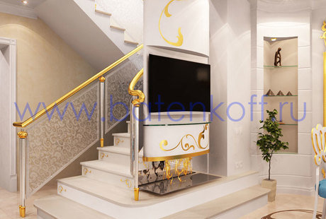 Дизайн проект лестницы в таунхаусе в средиземноморском стиле от Батенькофф. 