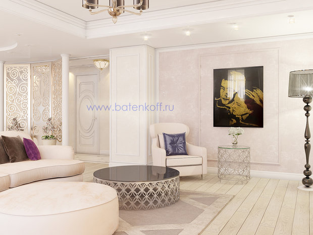 Фото из портфолио Дизайн проект гостиной в современной классике от Батенькофф – фотографии дизайна интерьеров на InMyRoom.ru