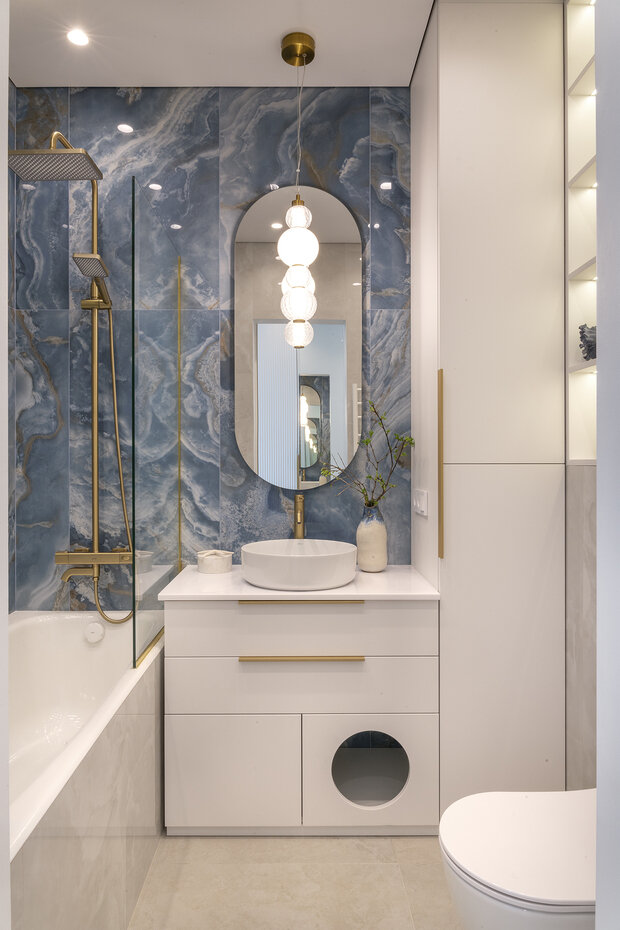 Фотография: Ванная в стиле Современный, Малогабаритная квартира, Квартира, Проект дня, Москва, Монолитный дом, до 40 метров, Екатерина Титова – фото на INMYROOM