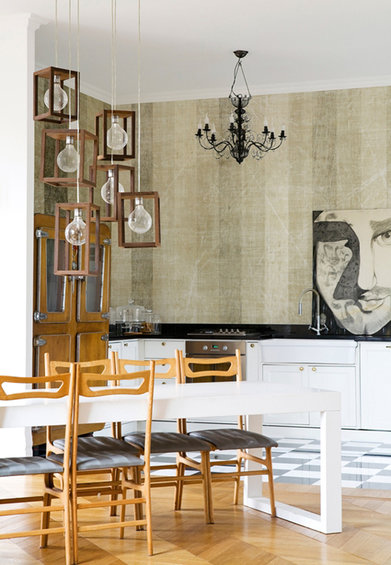 Фотография: Кухня и столовая в стиле Современный, Эклектика, Декор интерьера, Декор дома, Обои, Стены – фото на INMYROOM