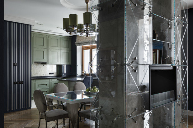 Интерьер кухни и столовой в современном стиле с элементами эклектики