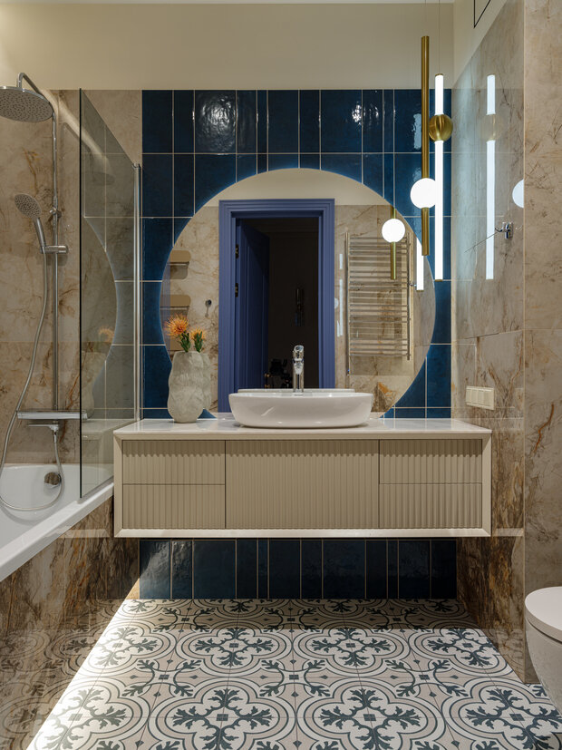 Фотография: Ванная в стиле Современный, Квартира, Проект дня, Москва, 4 и больше, Более 90 метров, Индивидуальный проект, обновить интерьер, современные интерьеры, дизайн 2025 – фото на INMYROOM