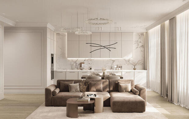 Фото из портфолио Дизайн-проект квартиры в ЖК «Shagal» в стиле современная классика – фотографии дизайна интерьеров на INMYROOM