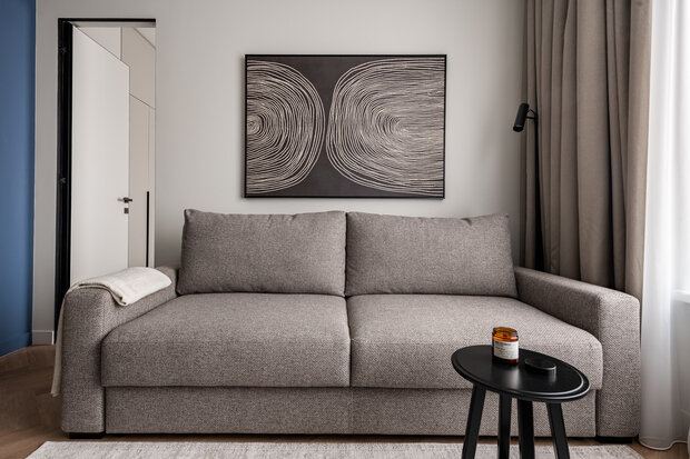 Интерьер гостиной в стиле минимализм с элементами скандинавского стиля