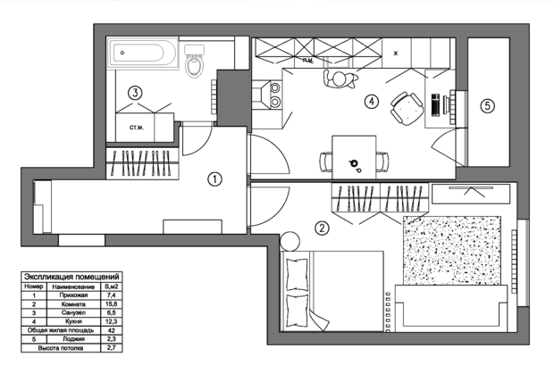 Фотография: Планировки в стиле Современный, Квартира, Проект недели, Санкт-Петербург, 1 комната, 40-60 метров, #каксэкономить, Наталья Краснобородько, ЖК «Триумф парк», ПРЕМИЯ INMYROOM – фото на INMYROOM
