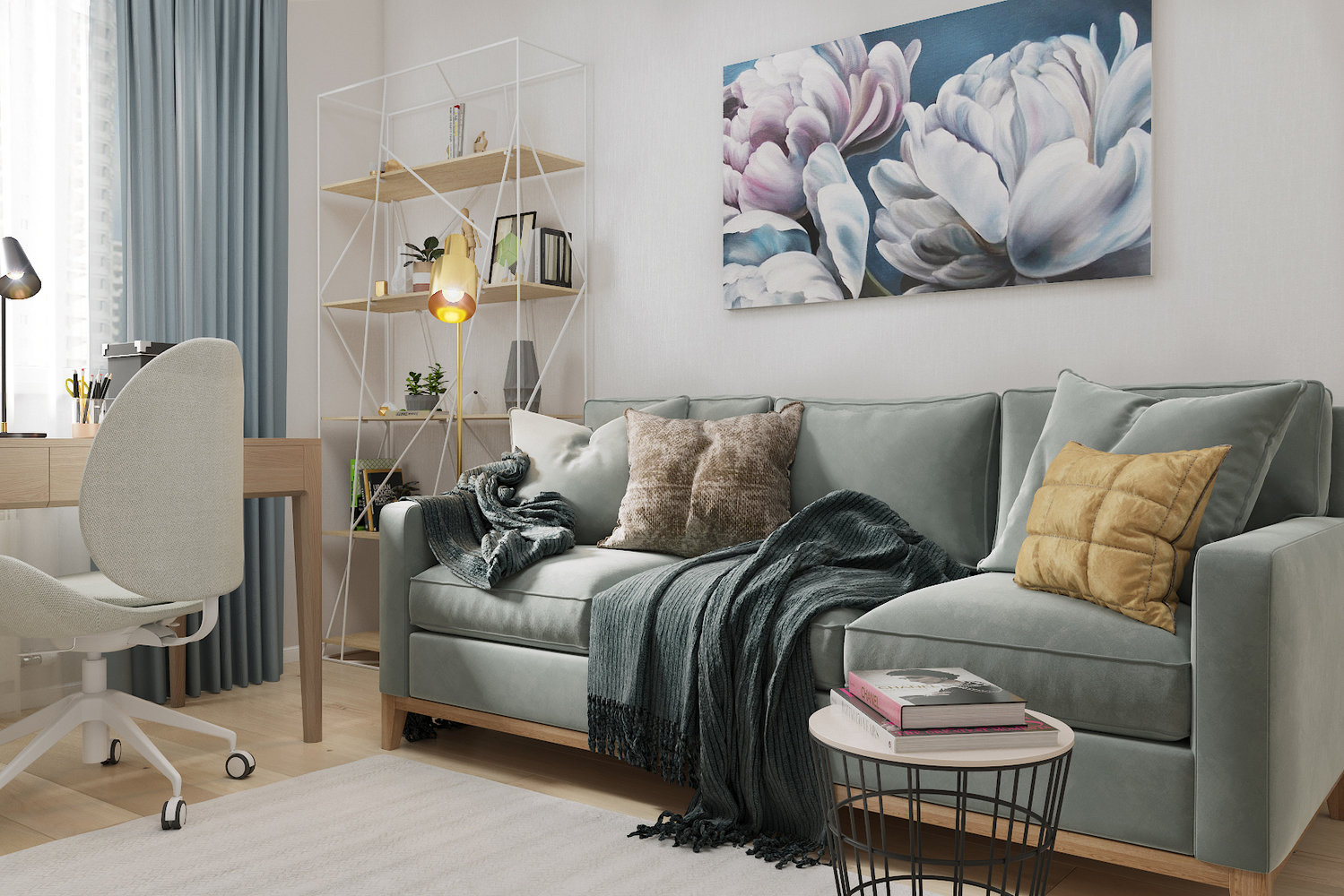 Фотография: Гостиная в стиле Современный, Скандинавский, Проект недели, Москва, Панельный дом, 2 комнаты, 40-60 метров, Veronika Marfina – фото на INMYROOM Фотография: Гостиная в стиле Современный, Скандинавский, Проект недели, Москва, Панельный дом, 2 комнаты, 40-60 метров, Veronika Marfina – фото на INMYROOM