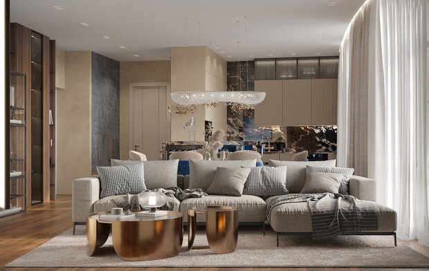 Фото из портфолио Дизайн интерьера квартиры в ЖК «Champine (Шампайн)» в стиле современная классика – фотографии дизайна интерьеров на INMYROOM