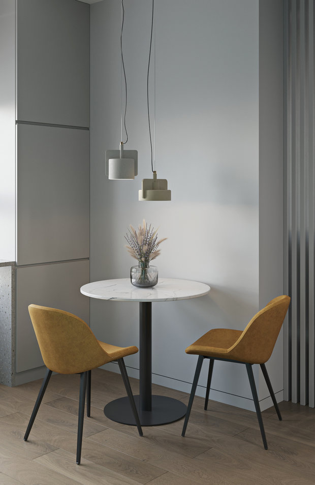 Визуализация интерьера кухни и столовой в стиле минимализм