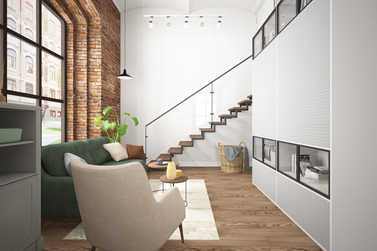 Фотография: Гостиная в стиле Лофт, Детская, Скандинавский, Квартира, Проект недели, Москва – фото на INMYROOM