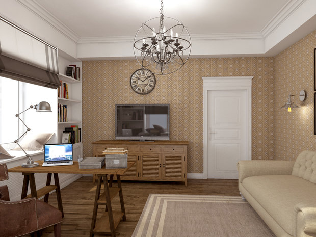 Фотография: Кабинет в стиле Прованс и Кантри, Классический, Современный, Квартира, Проект недели, Москва, Сталинка, Марина Бочарова, 4 и больше, Более 90 метров – фото на INMYROOM