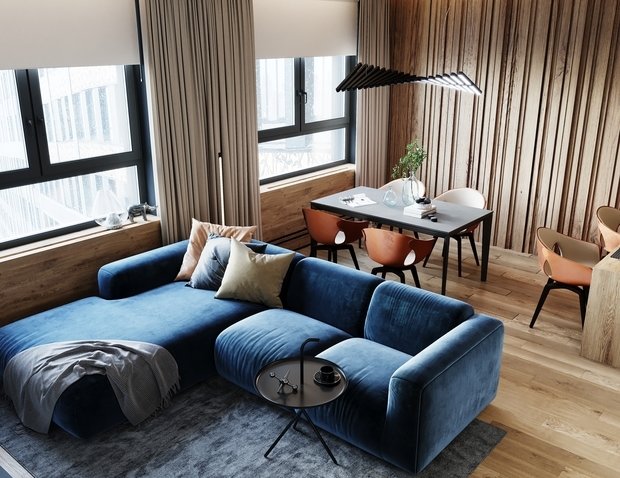 Фотография: Гостиная в стиле Лофт, Современный, Квартира, Проект недели, Москва, 4 и больше, Более 90 метров, Студия 20:18 – фото на INMYROOM