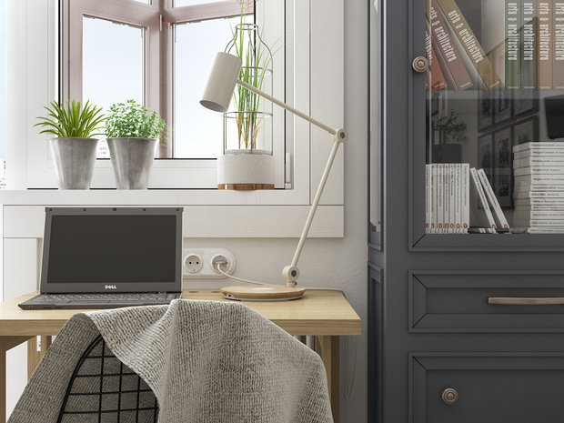 Фотография: Кабинет в стиле Скандинавский, Малогабаритная квартира, Квартира, Студия, Проект недели, новостройка, Ростов-на-Дону, Даниил Щепанович, Анна Щепанович, Cubiq Studio, Монолитный дом, до 40 метров – фото на INMYROOM