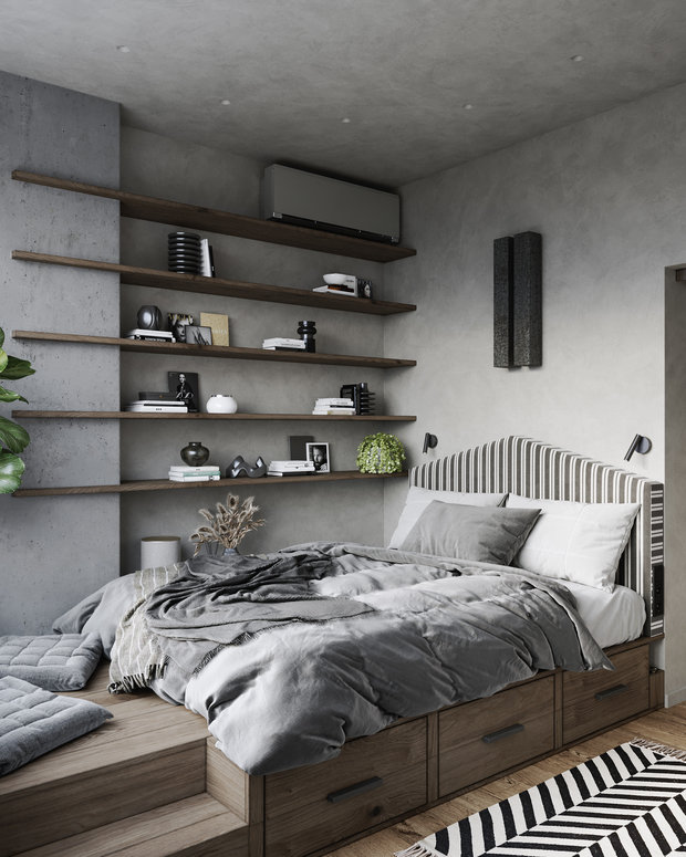 Фотография: Спальня в стиле Лофт, Эклектика, Квартира, Проект недели, Москва, Макс Жуков, To Taste, 3 комнаты, 60-90 метров – фото на INMYROOM