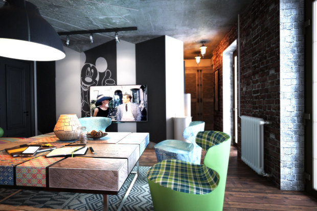 Фотография: Гостиная в стиле Эклектика, Лофт, Квартира, Дома и квартиры – фото на INMYROOM