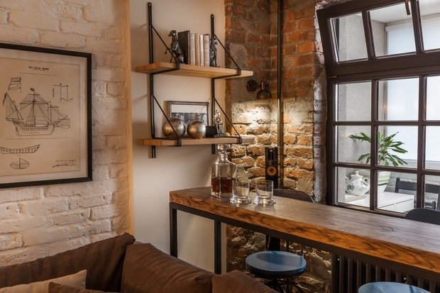 Фотография: Гостиная в стиле Лофт, Квартира, Проект недели, Евгения Лыкасова, Панельный дом, 2 комнаты, 40-60 метров – фото на INMYROOM