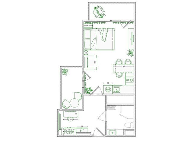 Фотография: Планировки в стиле , Малогабаритная квартира, Квартира, Студия, Дизайн интерьера, Проект дня, Сочи, до 40 метров, Анастасия Дубовскова, дизайн студии, фото интерьера – фото на INMYROOM