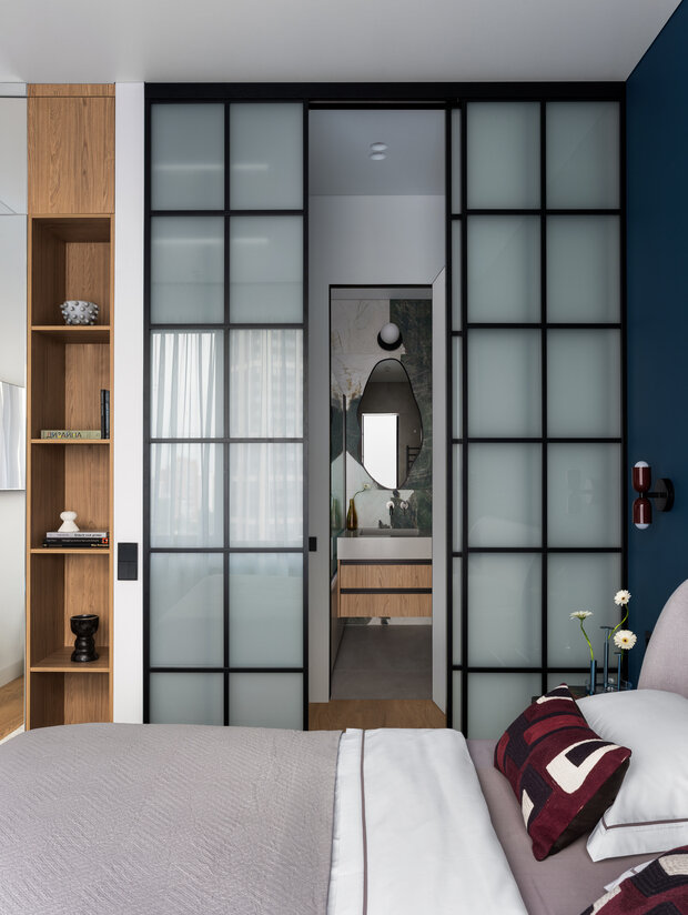 Фотография: Спальня в стиле Современный, Квартира, Проект дня, Москва, 4 и больше, Более 90 метров, Фестиваль-Парк 2, Екатерина Шевелева – фото на INMYROOM