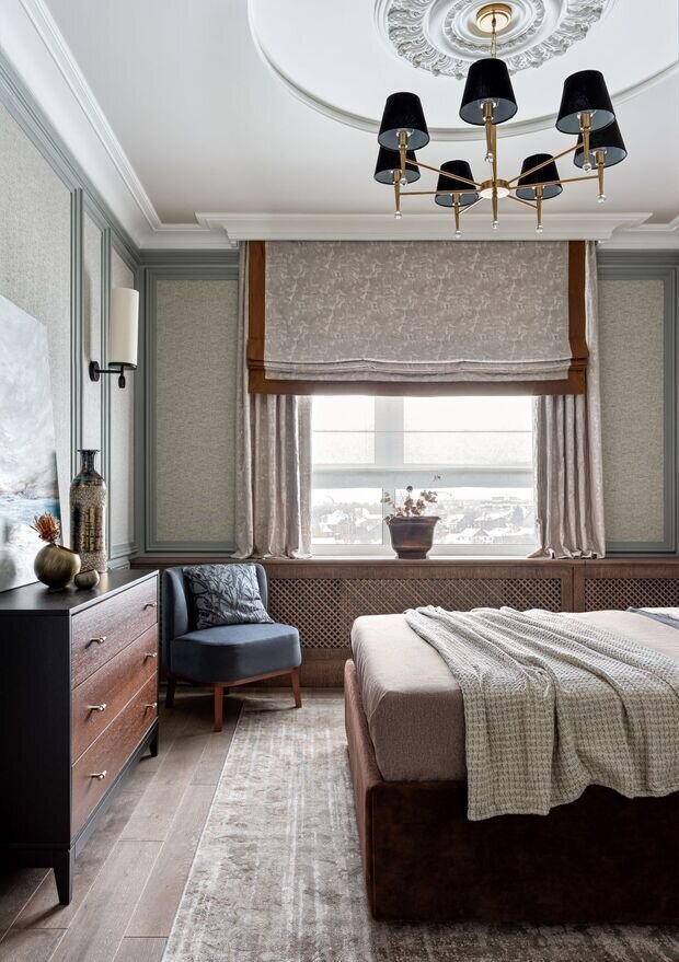 Фотография: Спальня в стиле Классический, Современный, Эклектика, Квартира, Проект дня, 3 комнаты, 60-90 метров, Монолитно-кирпичный – фото на INMYROOM