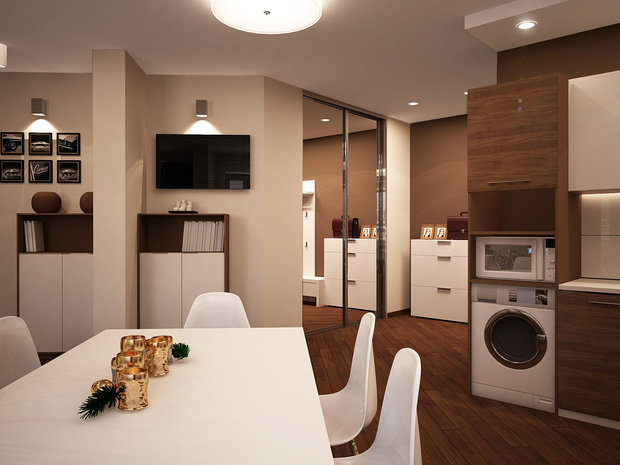 Фото из портфолио Кухонная зона 3-к квартира по ул.Шамшурина – фотографии дизайна интерьеров на INMYROOM