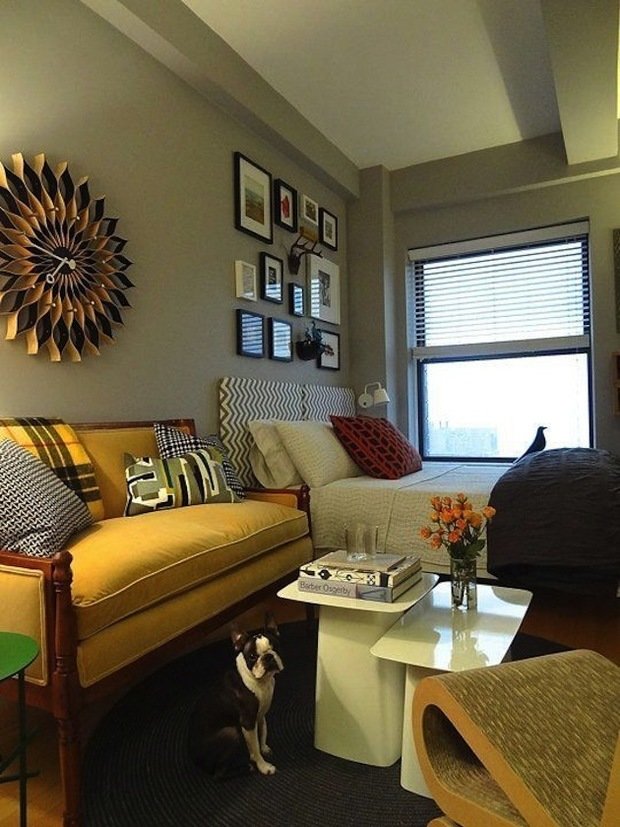 Фотография: Гостиная в стиле Современный, Эклектика, Малогабаритная квартира, Квартира, Дома и квартиры – фото на INMYROOM