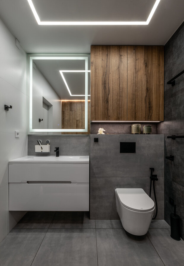 Фотография: Ванная в стиле Современный, Минимализм, Квартира, Проект дня, Новосибирск, 4 и больше, 60-90 метров, Монолитно-кирпичный, Лиана Акопян – фото на INMYROOM